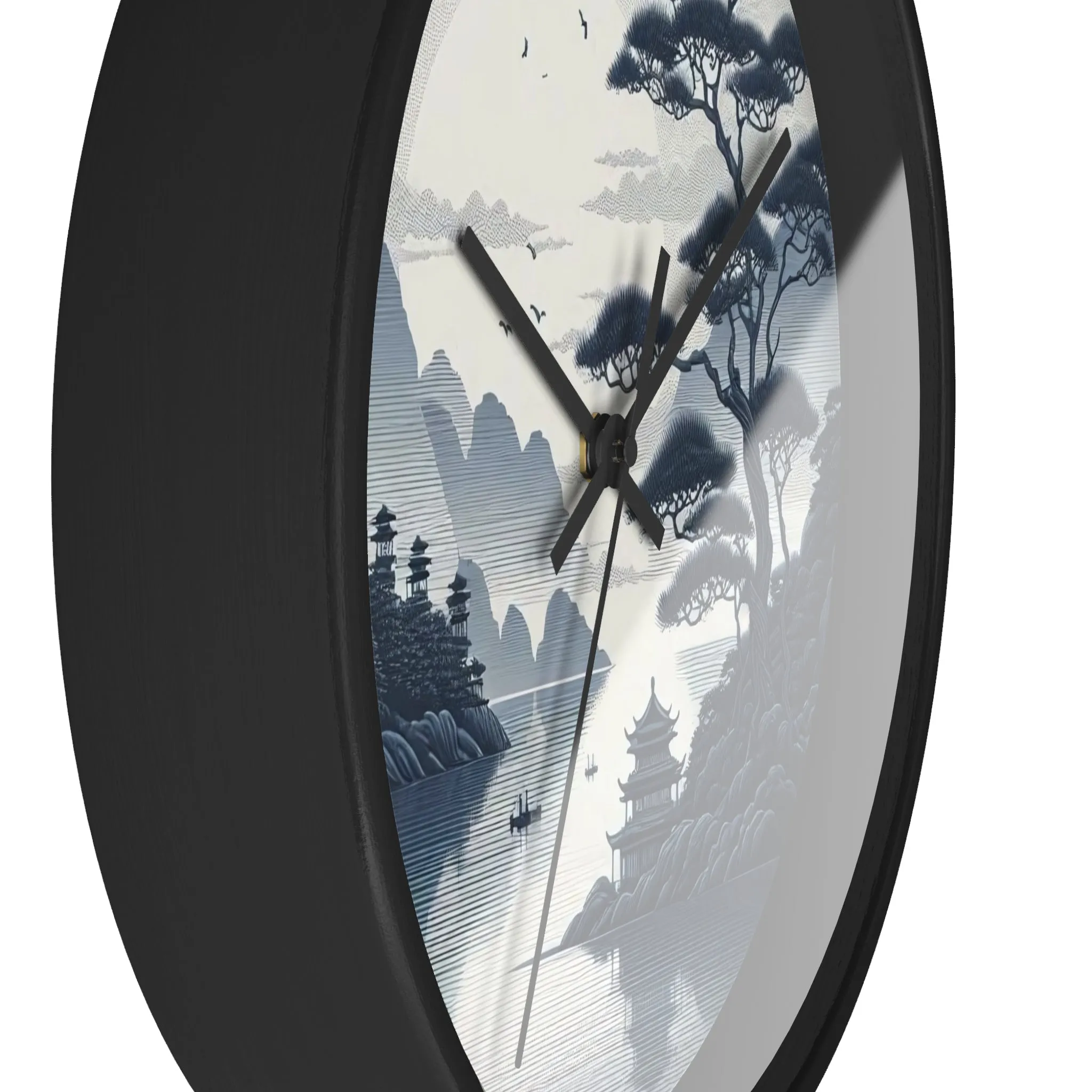 nature landscape with Chinese embroidery Wall Clock