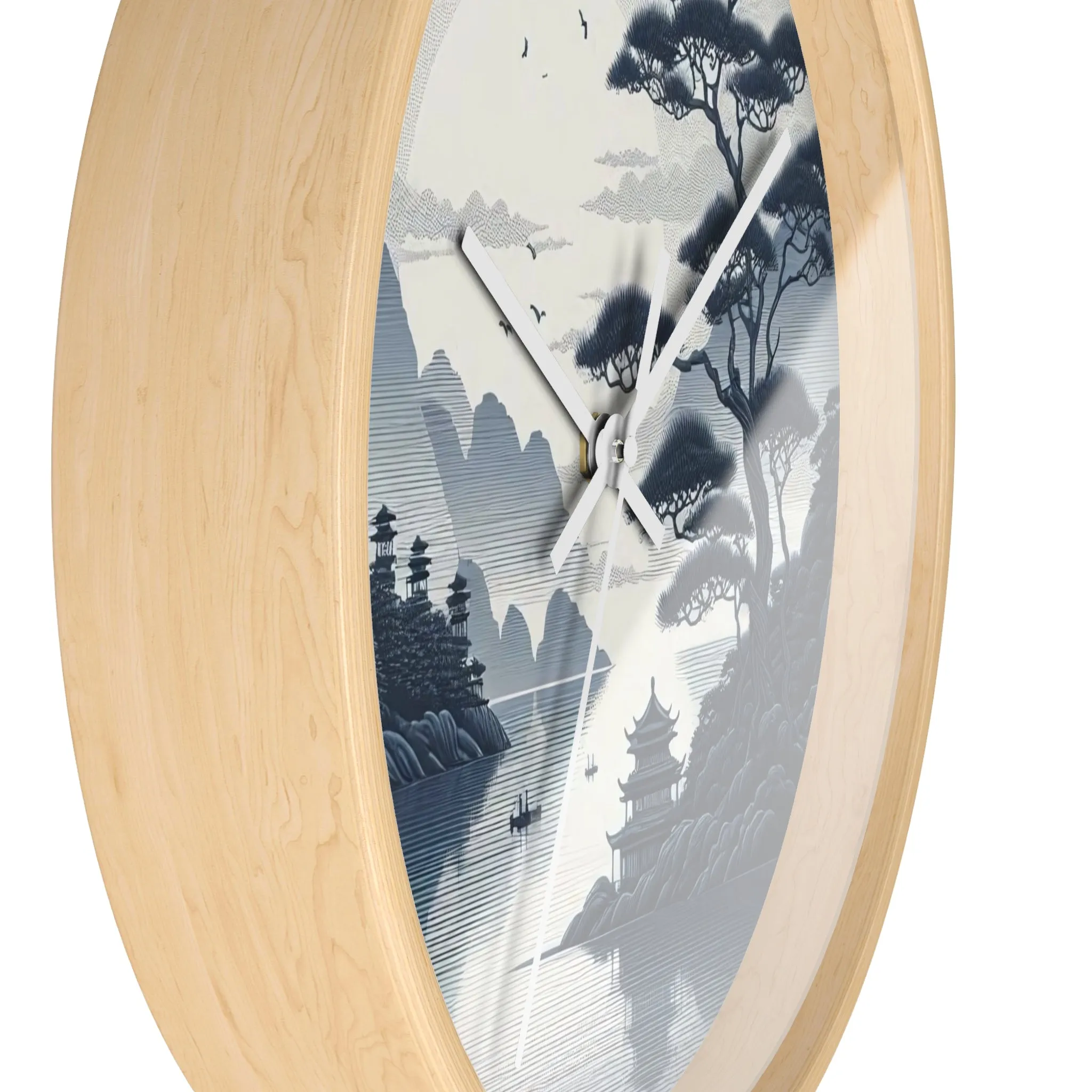 nature landscape with Chinese embroidery Wall Clock