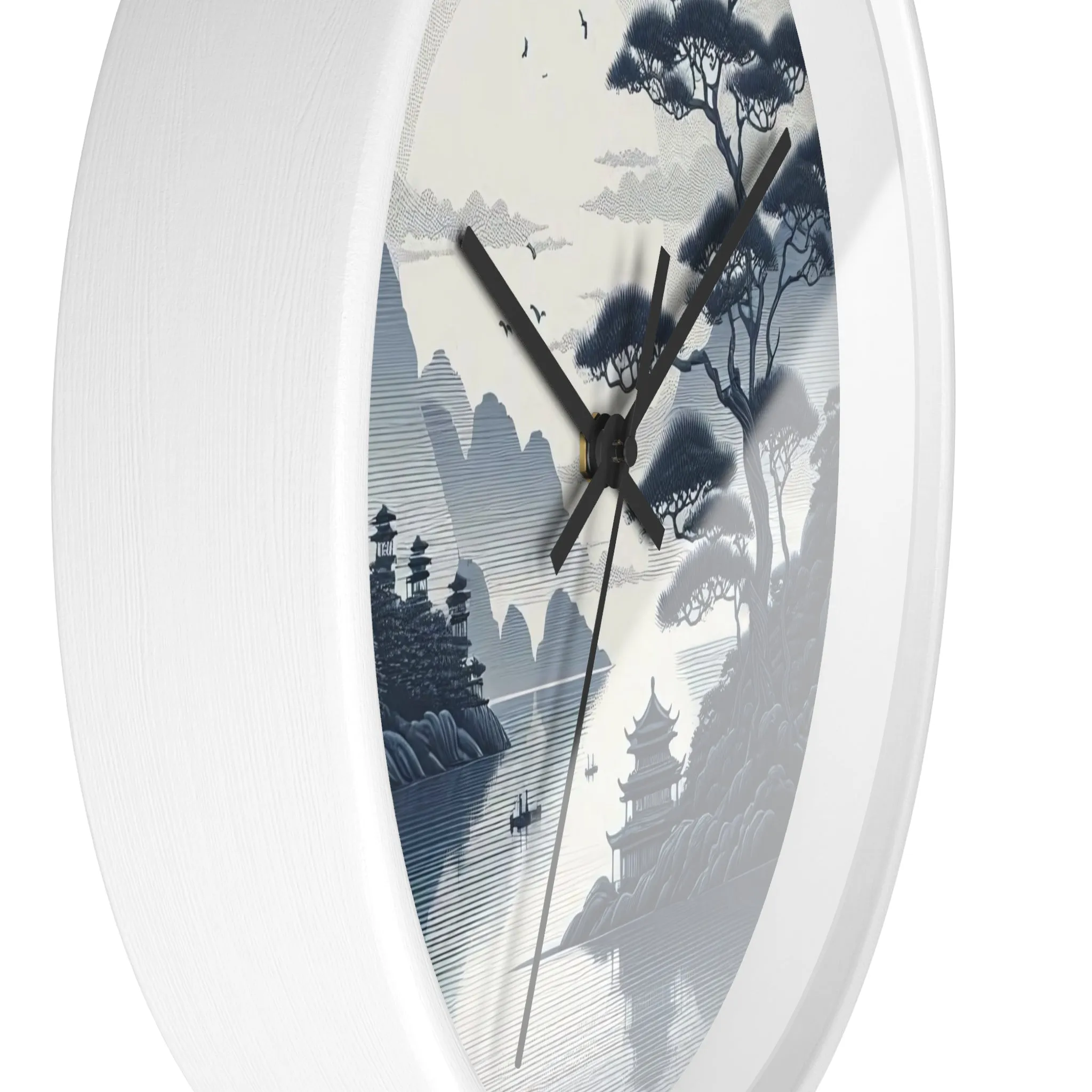 nature landscape with Chinese embroidery Wall Clock