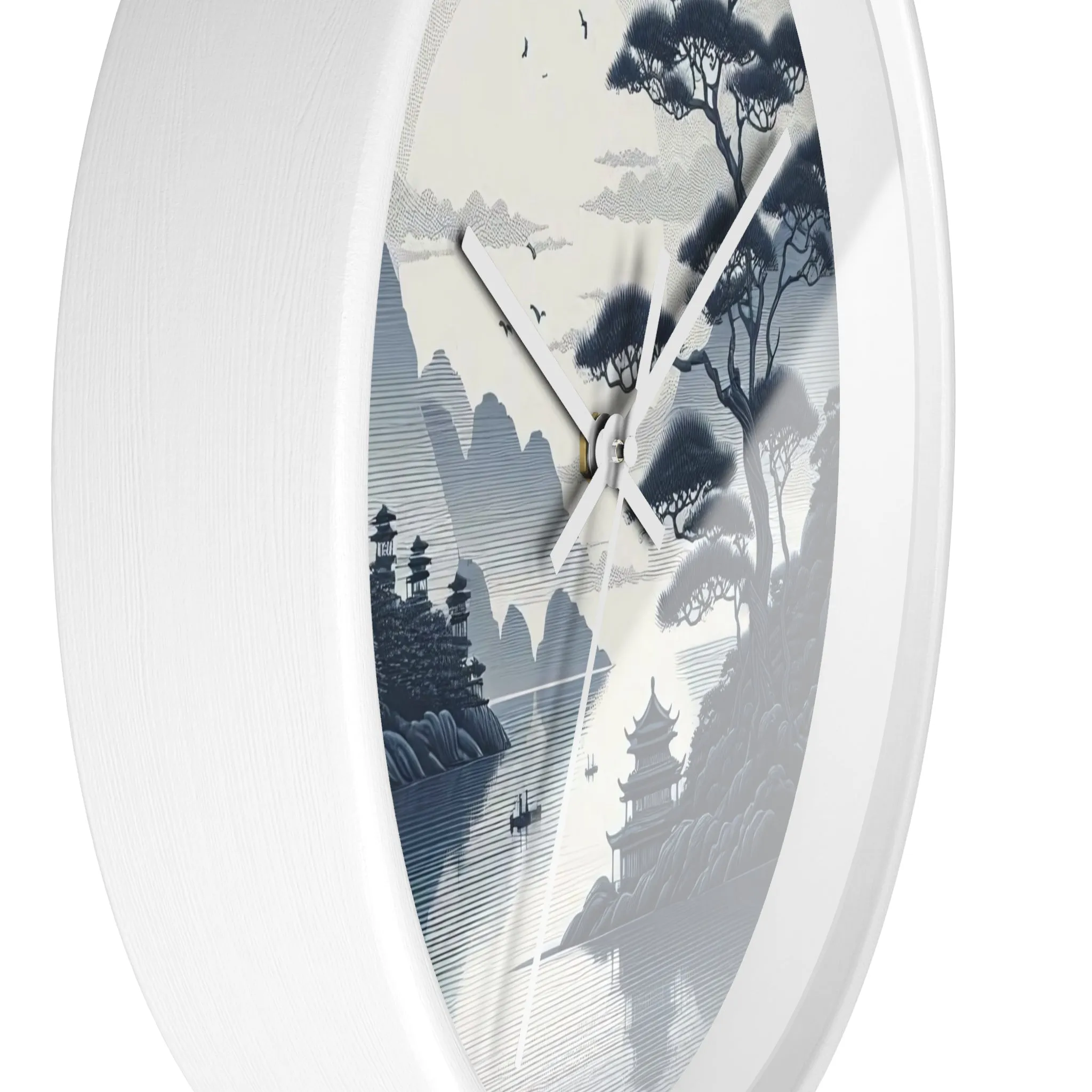 nature landscape with Chinese embroidery Wall Clock