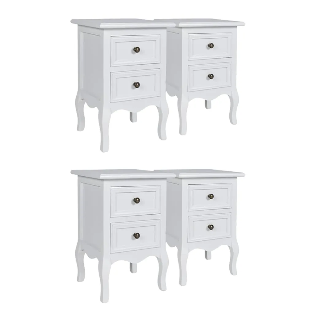 Nightstands 4 pcs with 2 Drawers MDF White