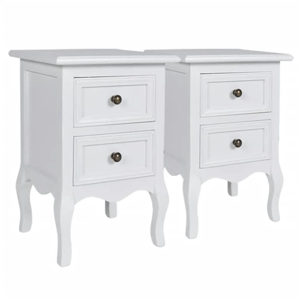 Nightstands 4 pcs with 2 Drawers MDF White