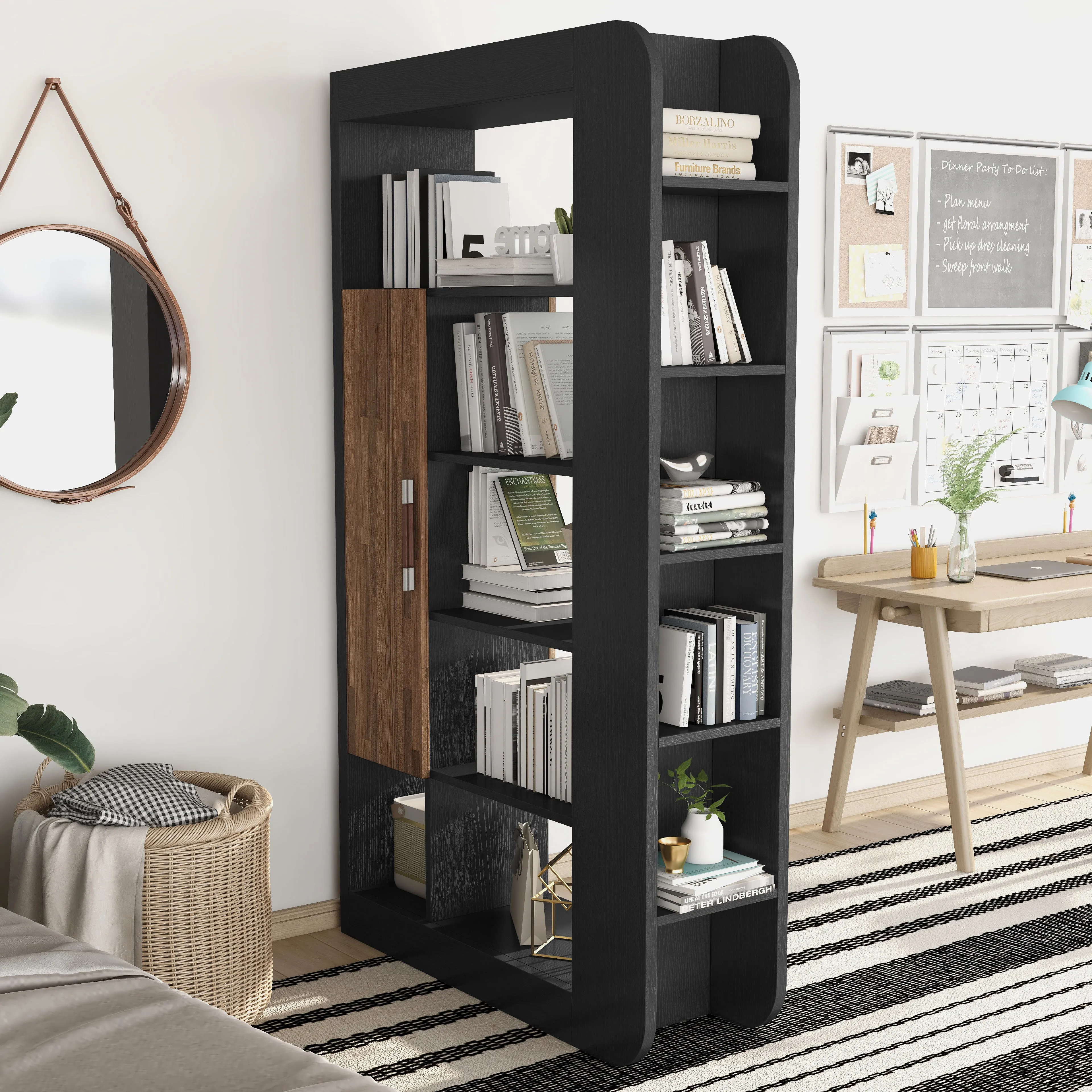 Ochoa Black 13-Shelf Bookcase Room Divider (71-inches Tall)