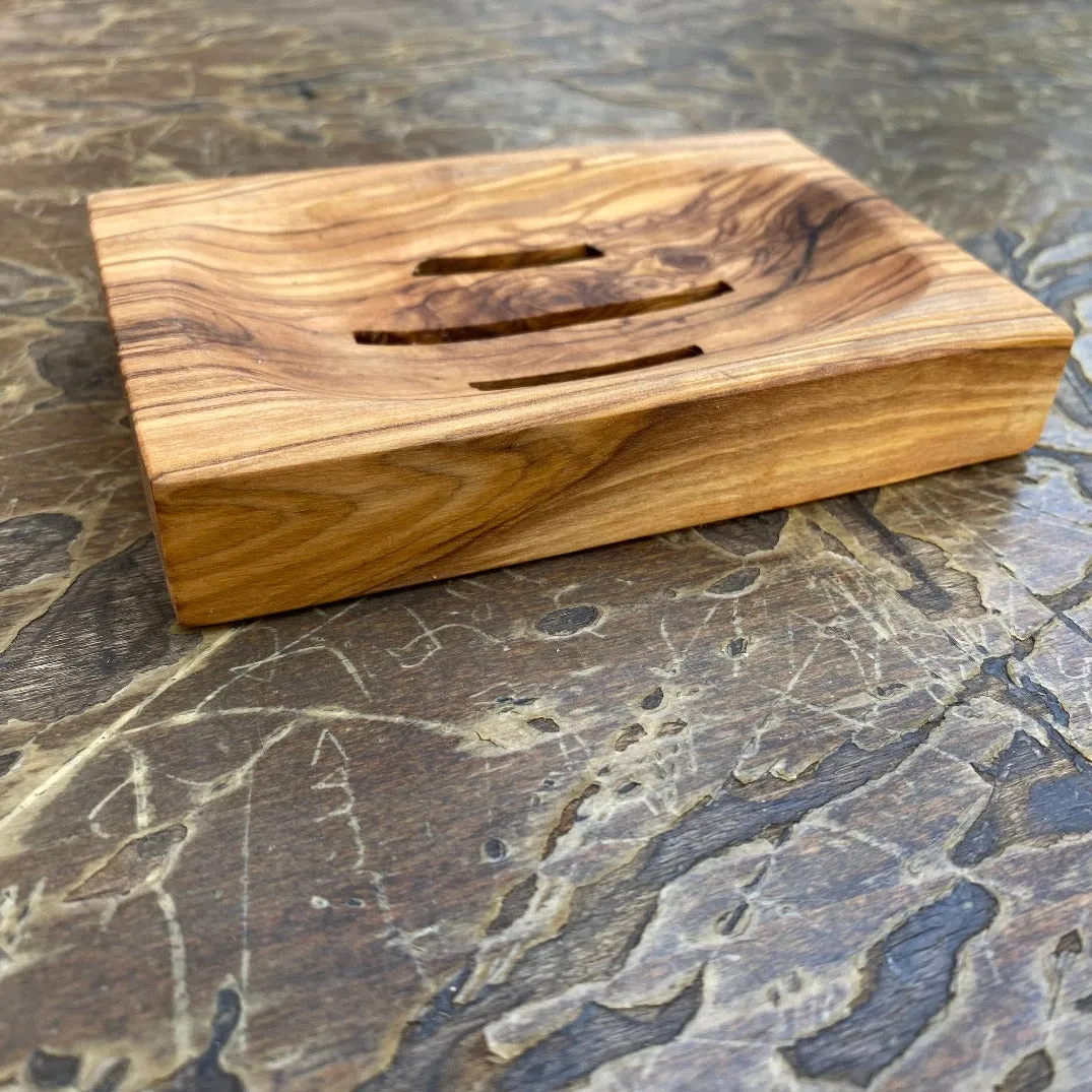 Olive Wood Soap Dish | Rectangle Wooden Soap Tray