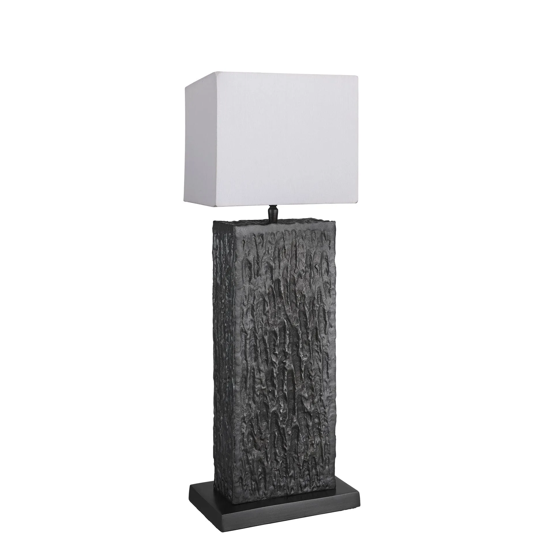 Ornate Column Table Lamp - Pewter