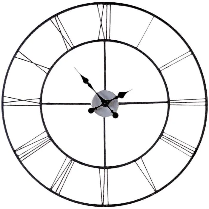 Oversized 30-inch Black Wall Clock with Roman Numerals