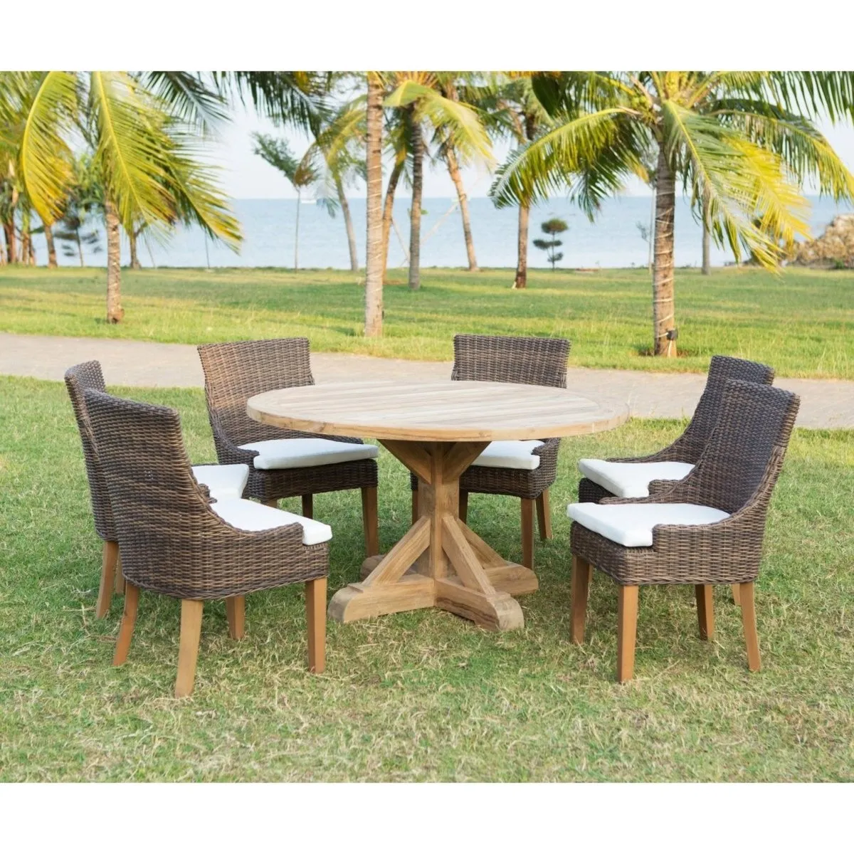 Padmas Plantation Xena Reclaimed Outdoor Teak Round Dining Table