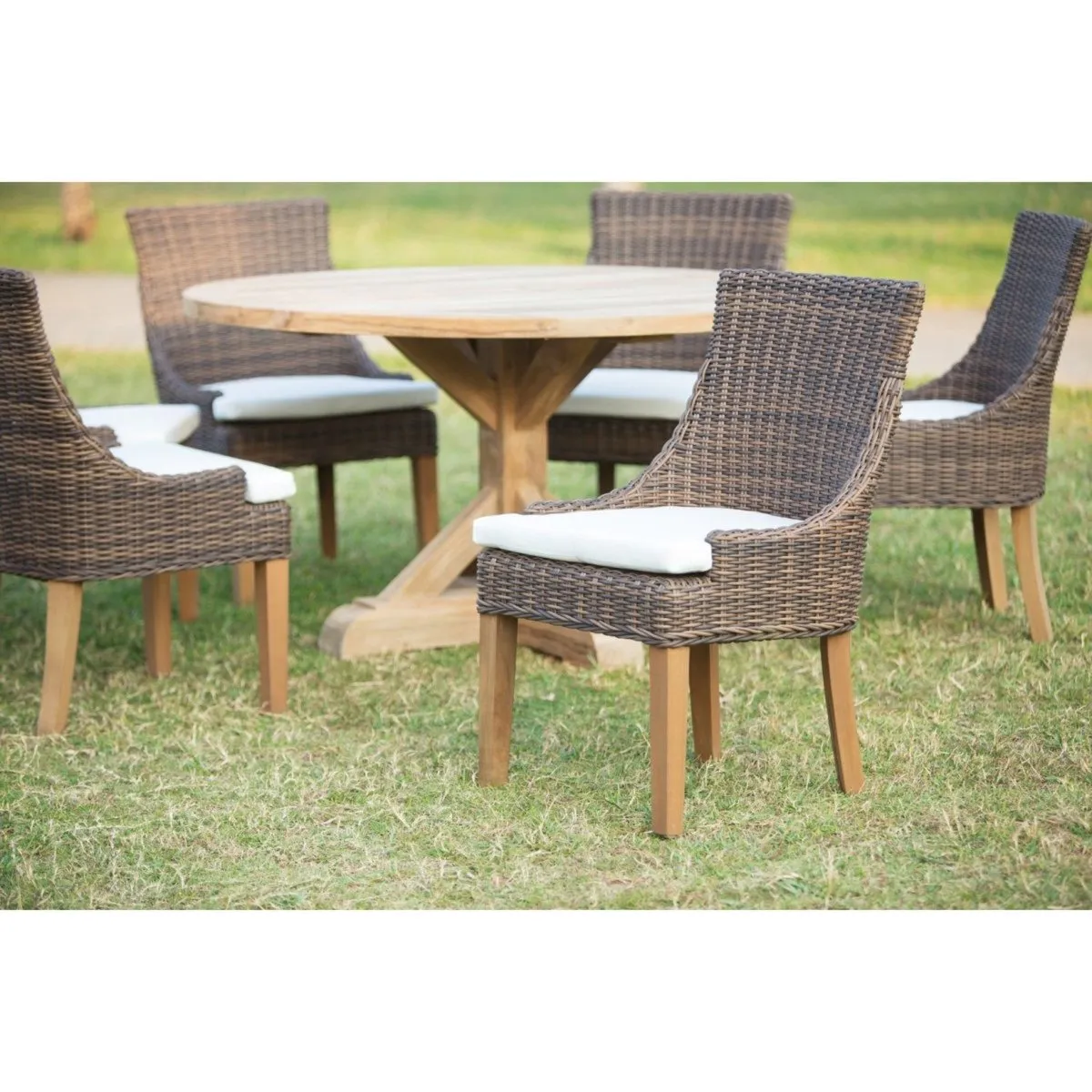 Padmas Plantation Xena Reclaimed Outdoor Teak Round Dining Table