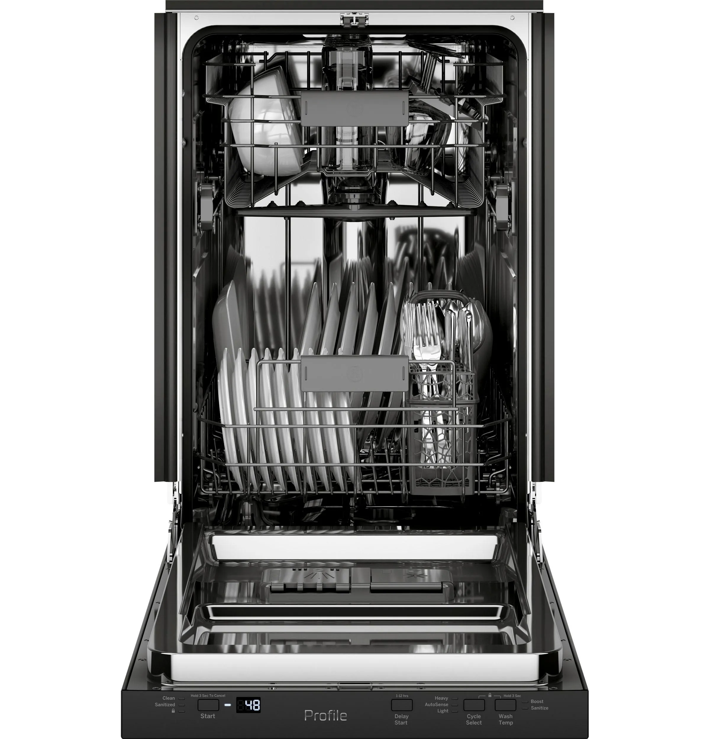 PDT145SGLBB GE Profile™ ENERGY STAR® 18" ADA Compliant Stainless Steel Interior Dishwasher with Sanitize Cycle