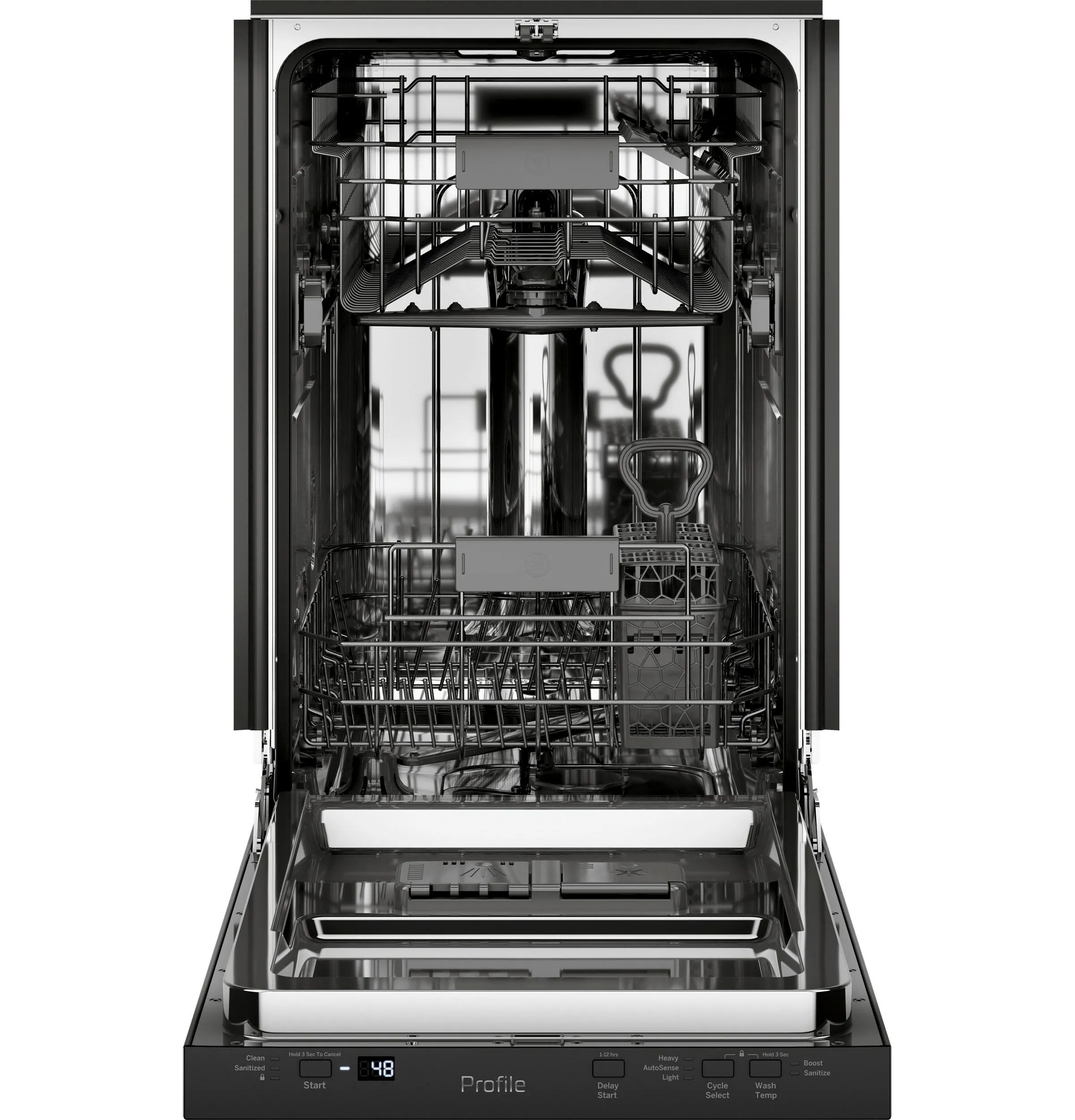 PDT145SGLBB GE Profile™ ENERGY STAR® 18" ADA Compliant Stainless Steel Interior Dishwasher with Sanitize Cycle