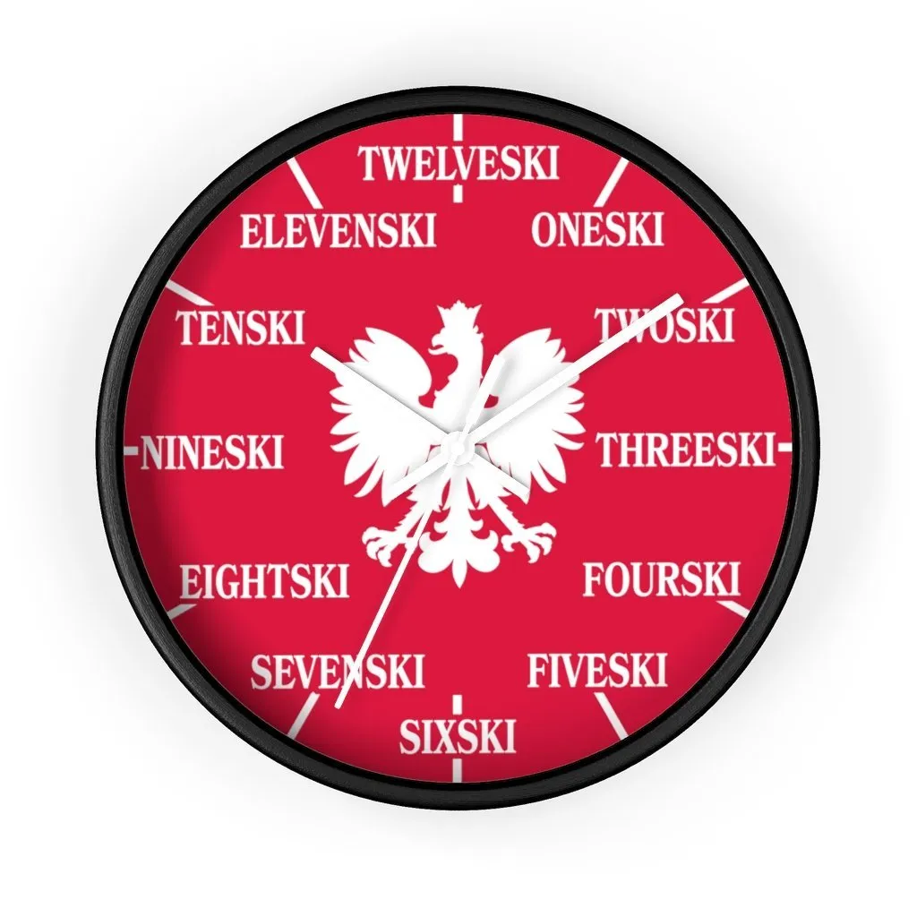 Polish Surname Ski Funny Indoor Wall Clock