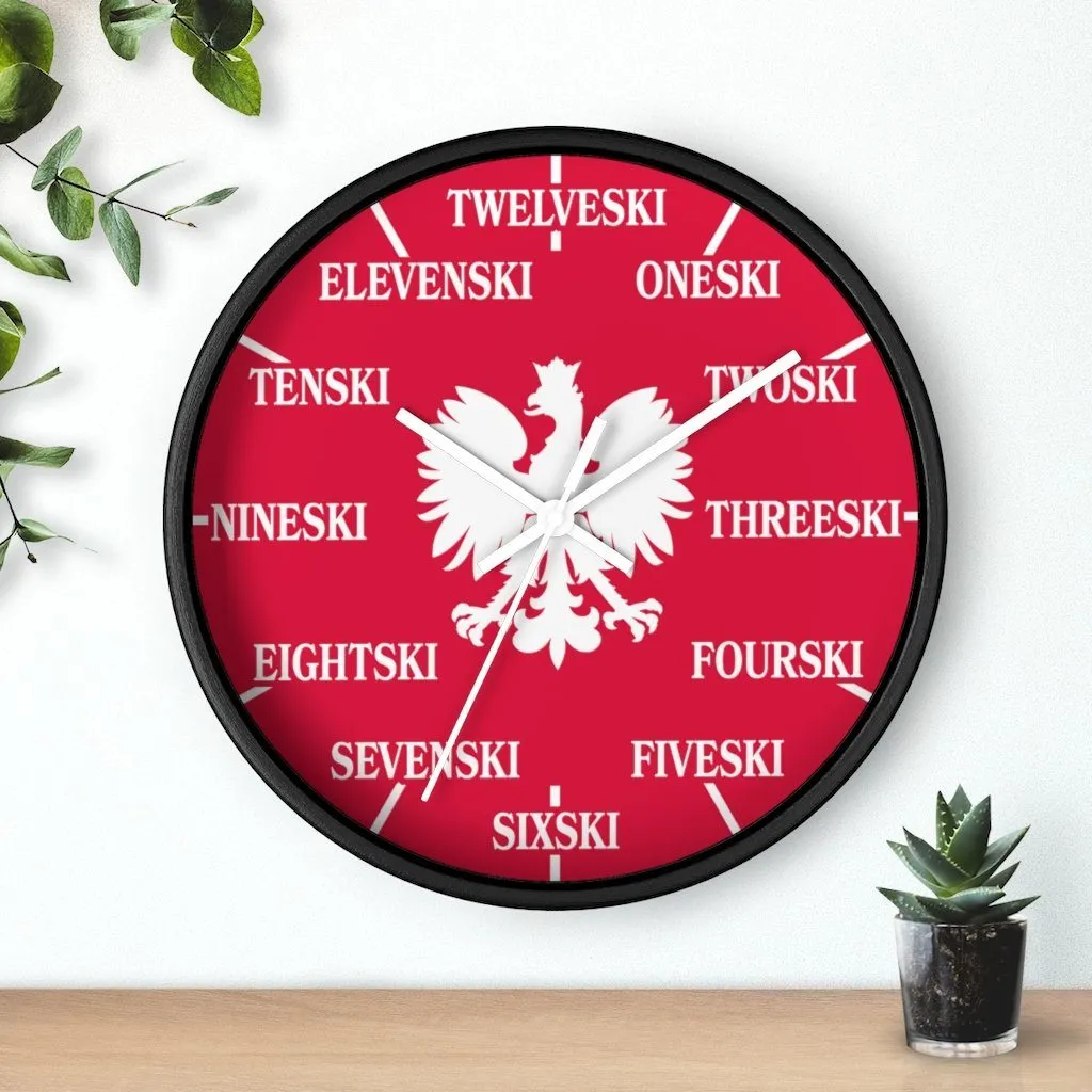 Polish Surname Ski Funny Indoor Wall Clock