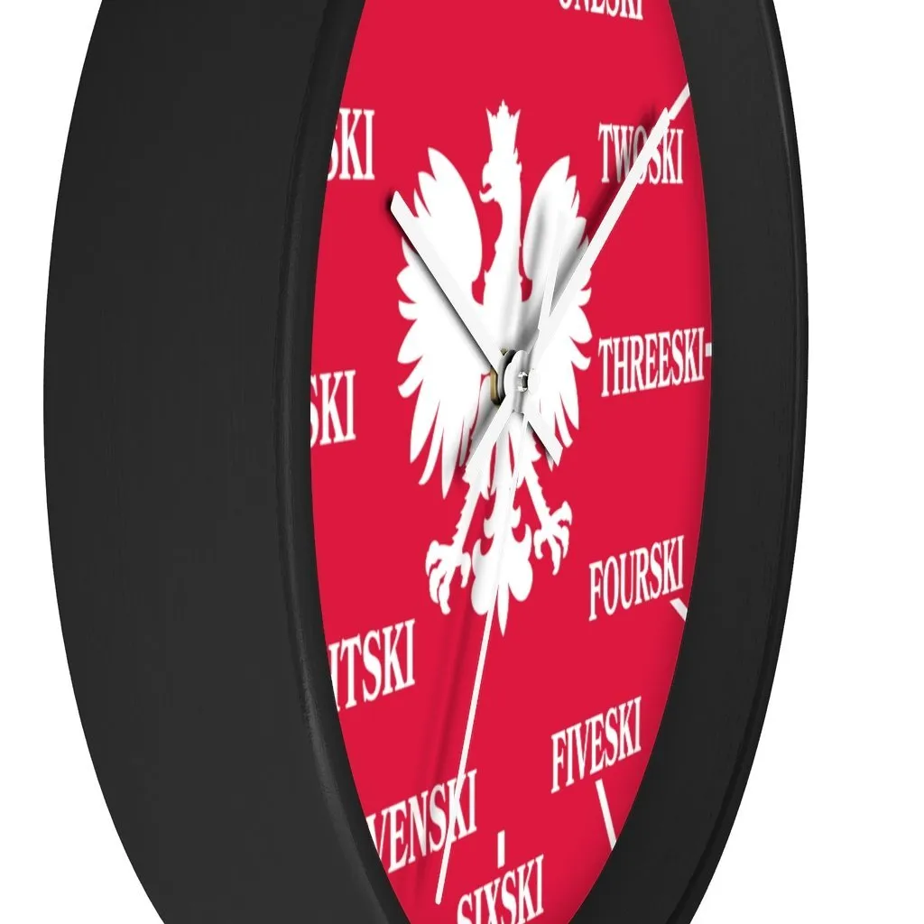 Polish Surname Ski Funny Indoor Wall Clock