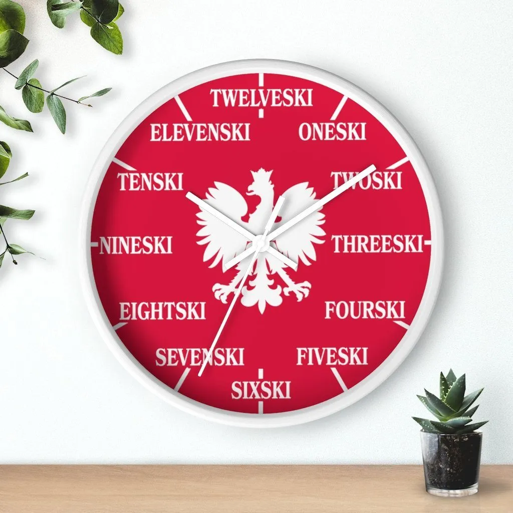 Polish Surname Ski Funny Indoor Wall Clock