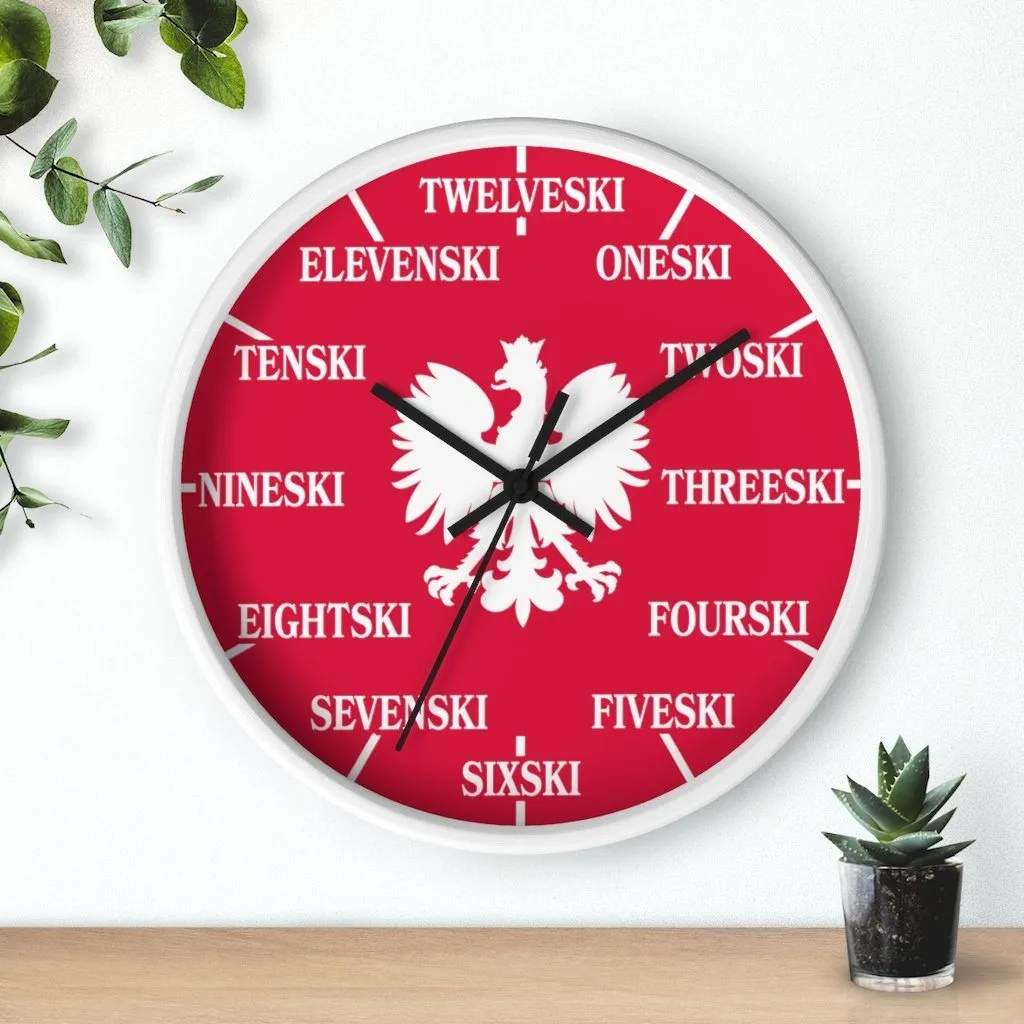 Polish Surname Ski Funny Indoor Wall Clock