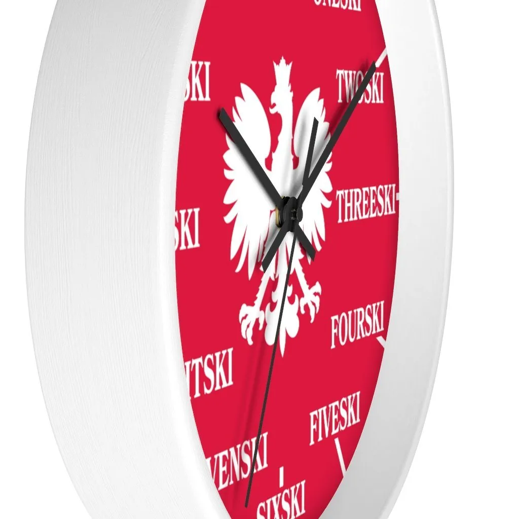 Polish Surname Ski Funny Indoor Wall Clock