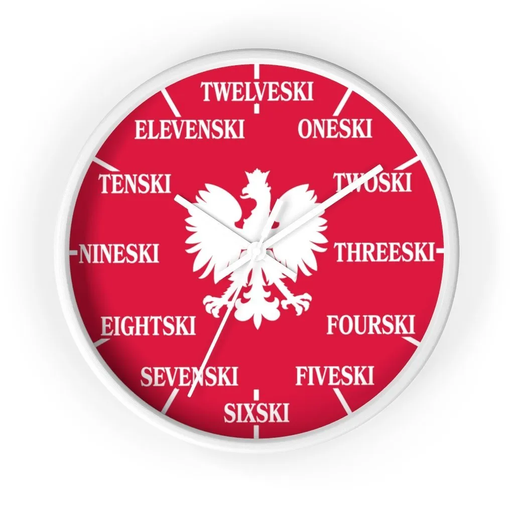 Polish Surname Ski Funny Indoor Wall Clock