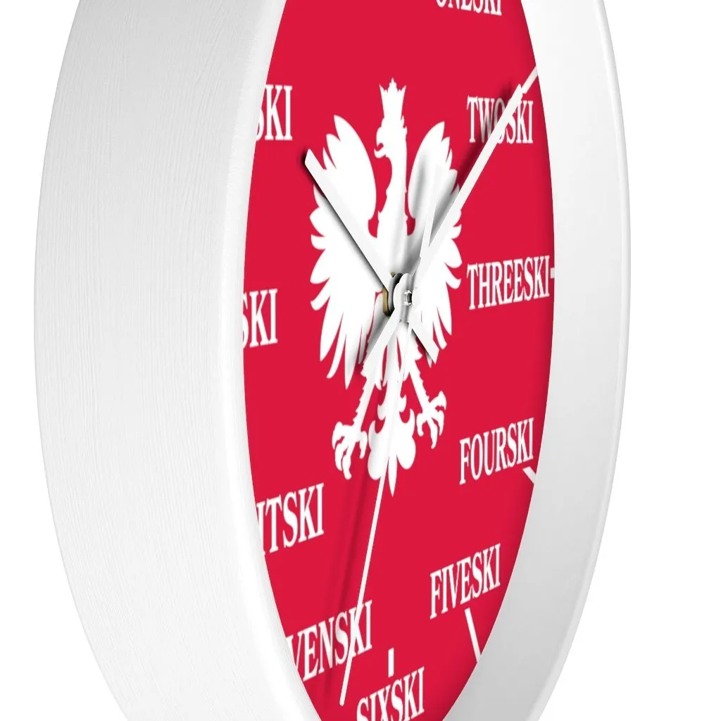 Polish Surname Ski Funny Indoor Wall Clock