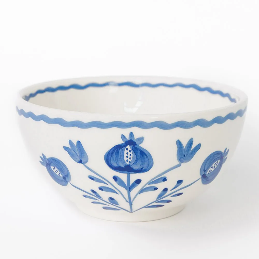 Pomegranate Trio Sketch Cobalt Blue Bowl | Set of 2