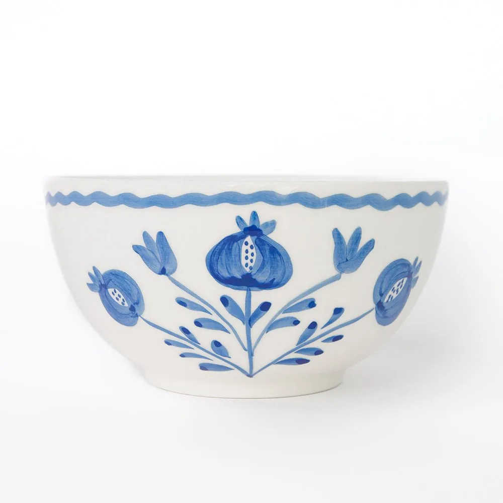 Pomegranate Trio Sketch Cobalt Blue Bowl | Set of 2