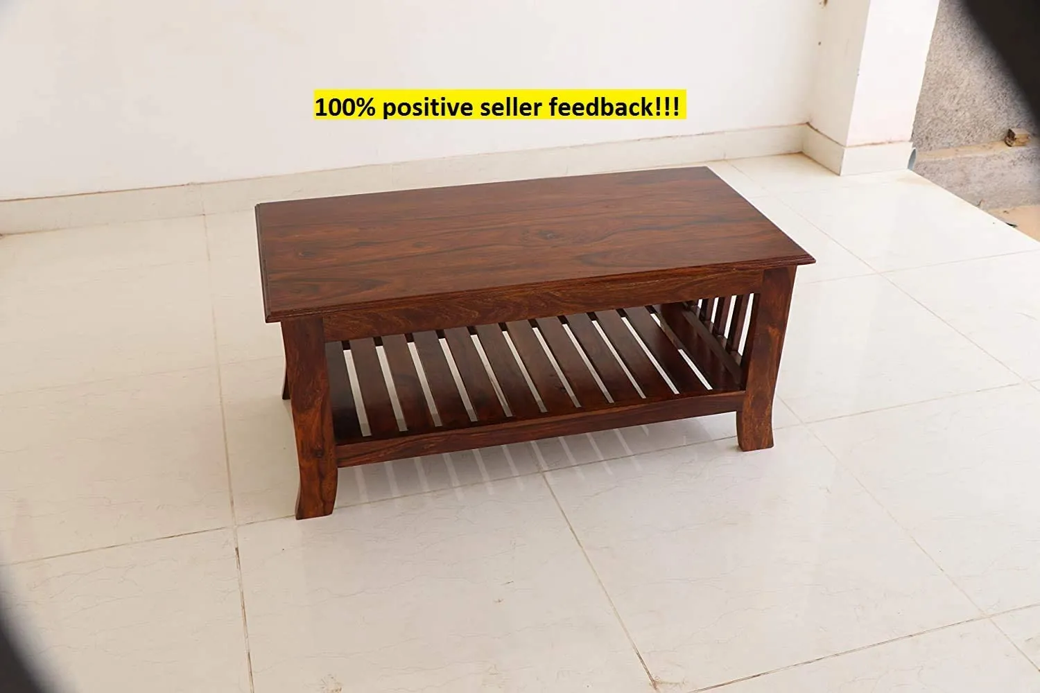 RATANDHARA FURNITURE Solid Sheesham Wood Wooden Coffee Table Centre Table for Living Room | Teapoy Center Table for Home (Sheesham Wood, Teak Finish, 39×20×18 Inch)