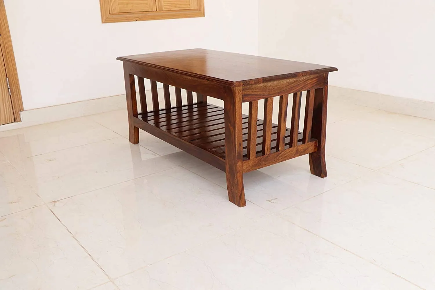 RATANDHARA FURNITURE Solid Sheesham Wood Wooden Coffee Table Centre Table for Living Room | Teapoy Center Table for Home (Sheesham Wood, Teak Finish, 39×20×18 Inch)