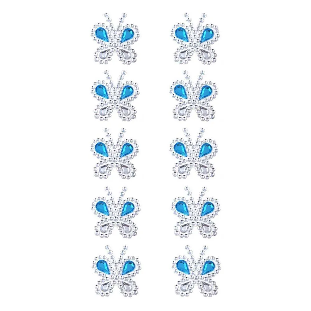 Rhinestone Butterfly Stickers, Turquoise, 1-1/2-Inch, 10-Count