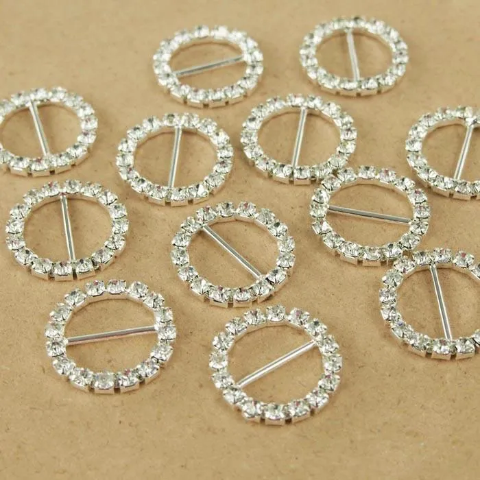 Rhinestone Crystal Buckles, 1-inch, 12-Piece, Circle