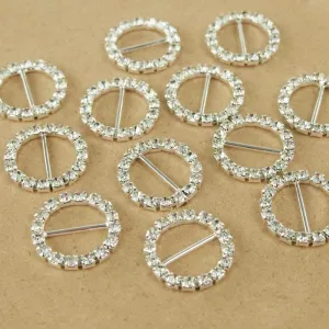 Rhinestone Crystal Buckles, 1-inch, 12-Piece, Circle