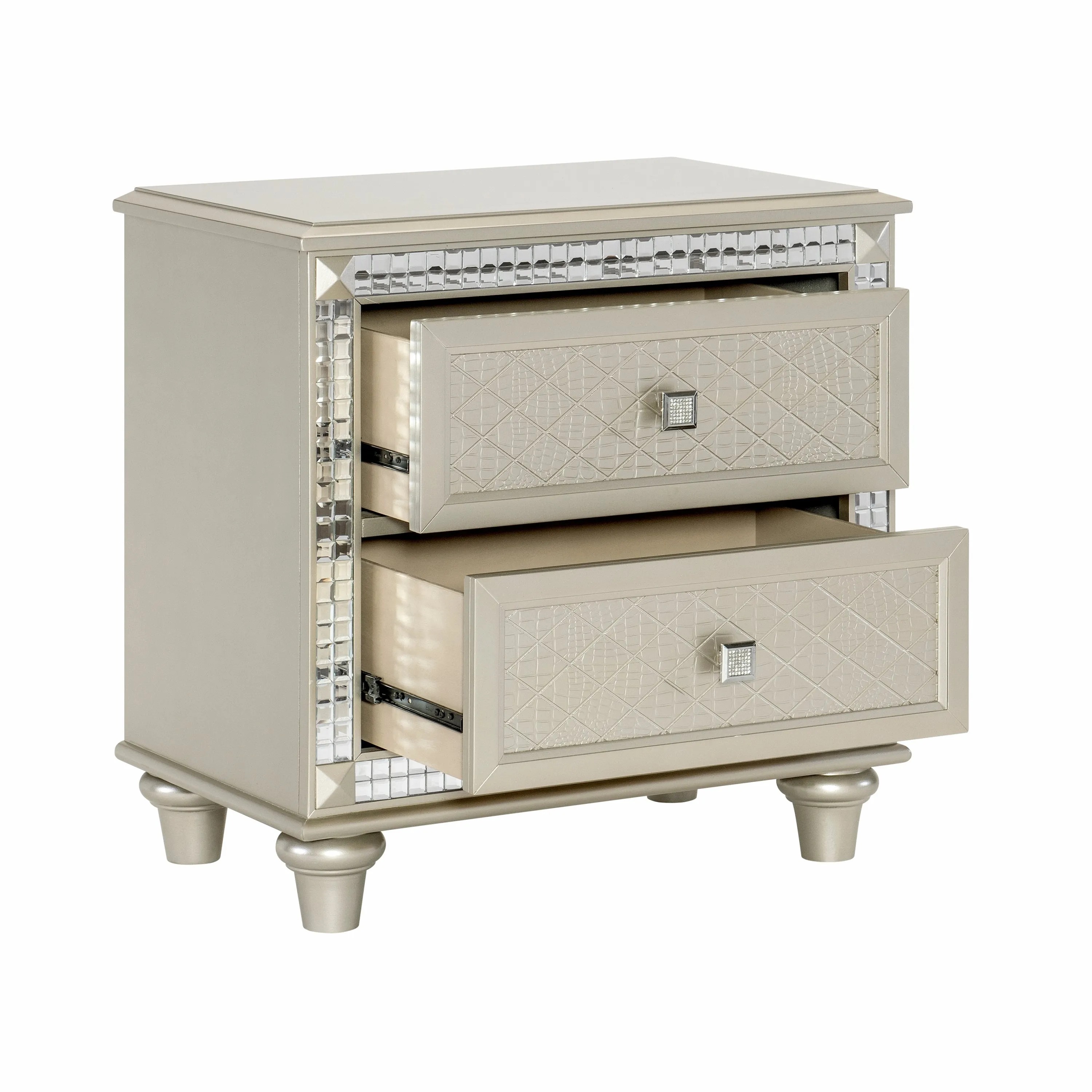 Rita Nightstand of 2x Drawers Glamorous Style - Champagne