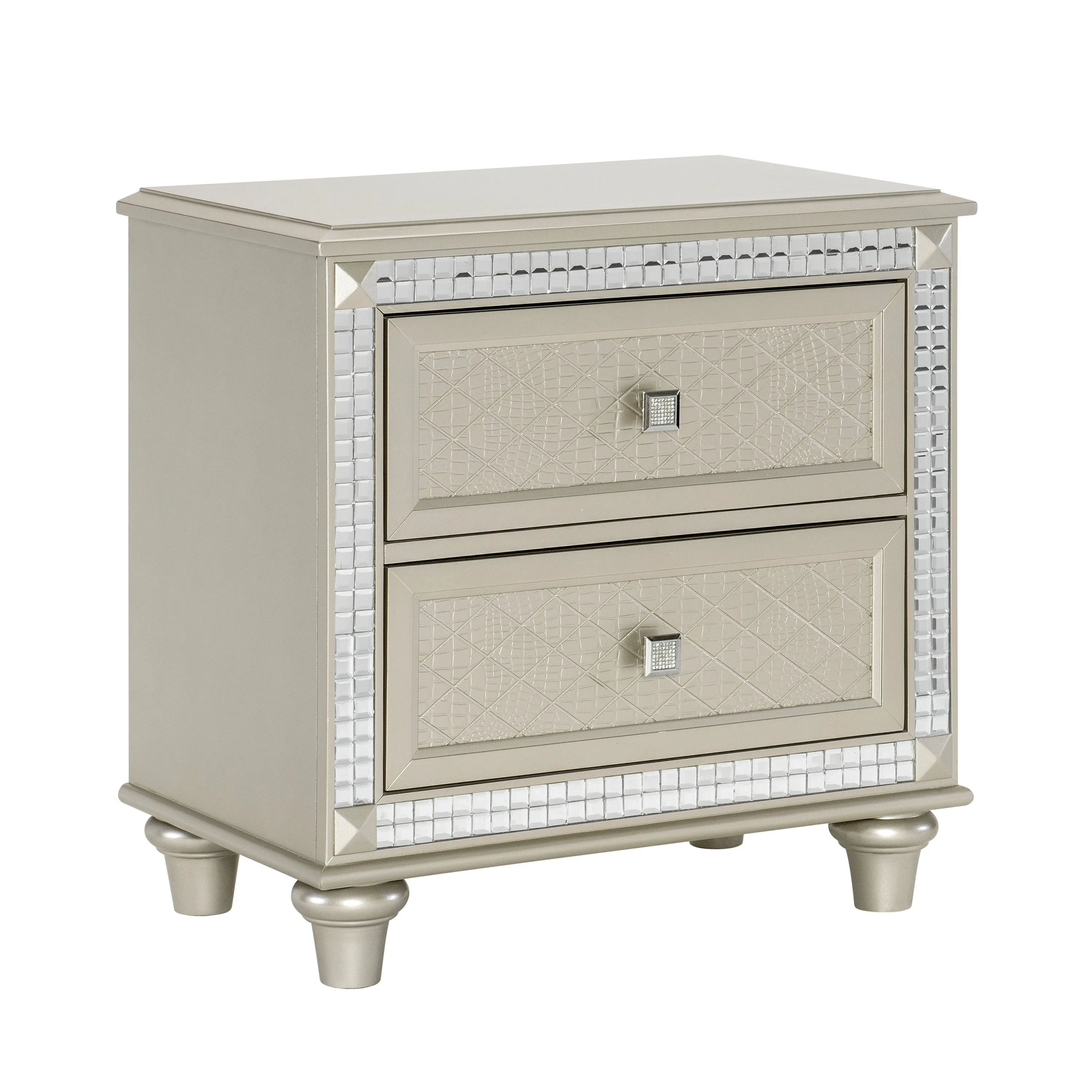 Rita Nightstand of 2x Drawers Glamorous Style - Champagne