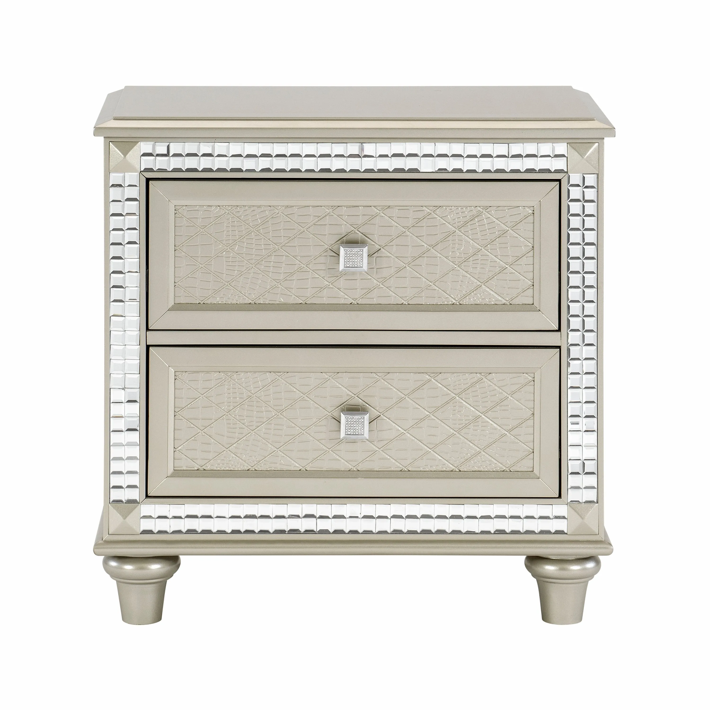 Rita Nightstand of 2x Drawers Glamorous Style - Champagne