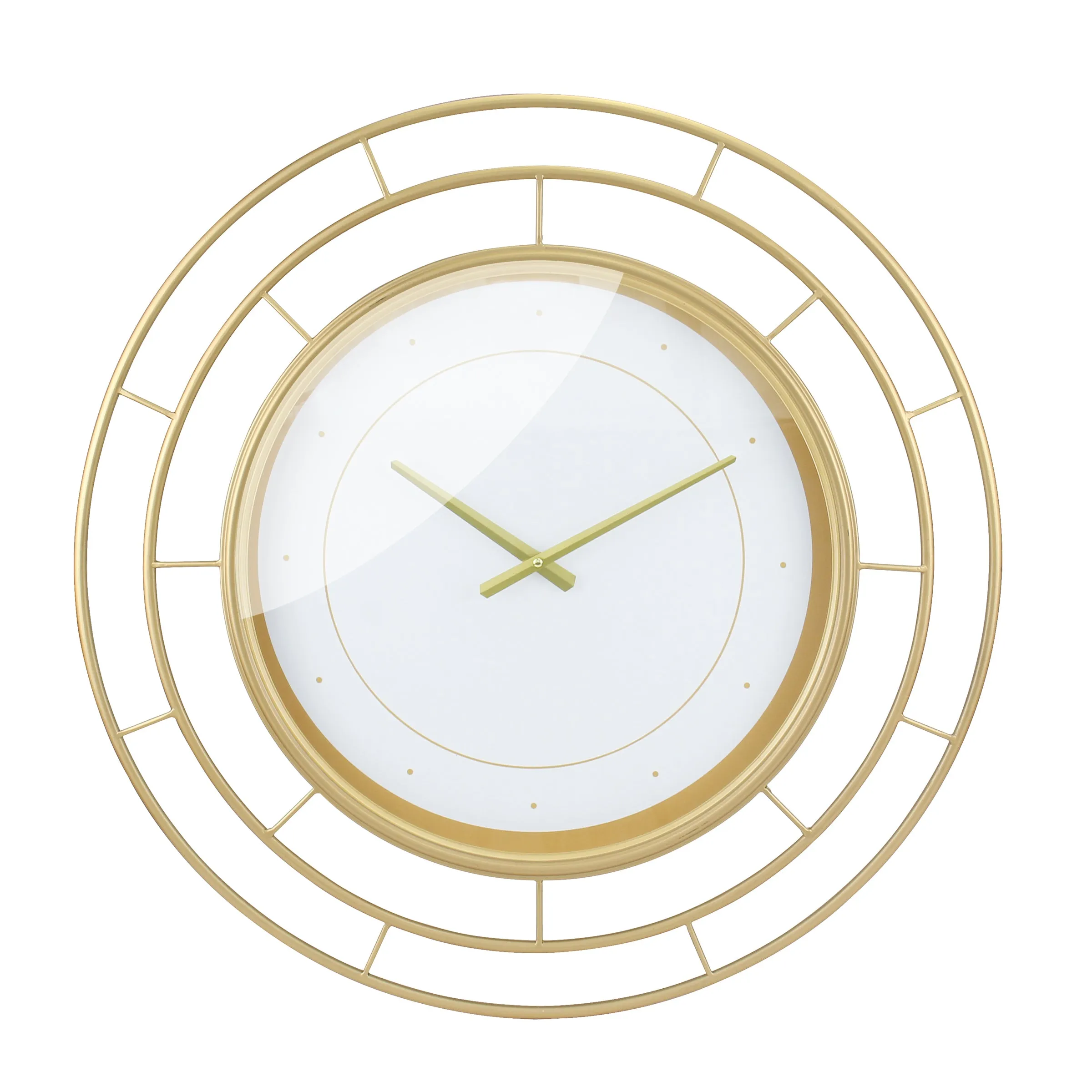 Round Open Face White Clock with Gold Concentric Wire (WS)