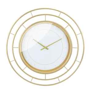 Round Open Face White Clock with Gold Concentric Wire (WS)