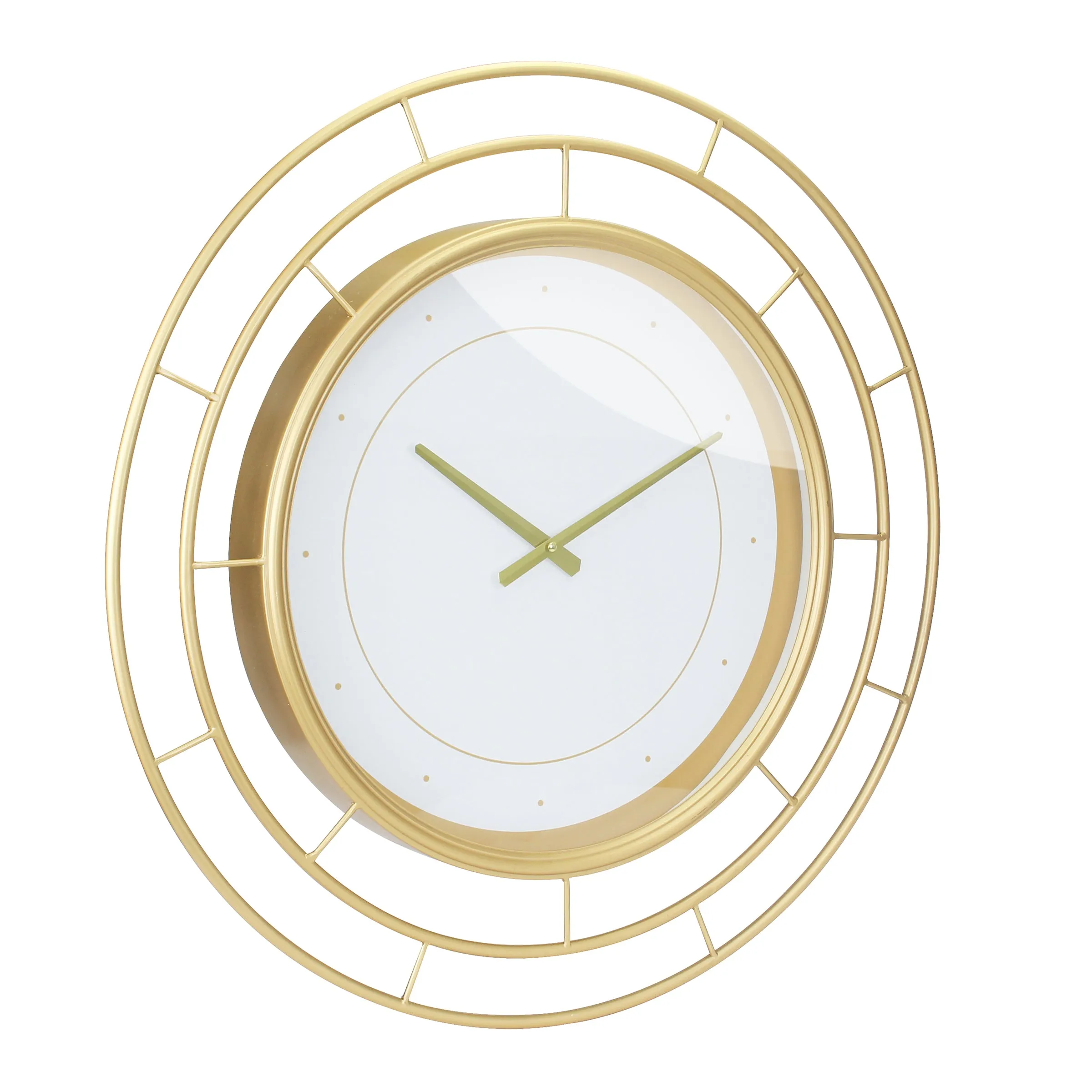 Round Open Face White Clock with Gold Concentric Wire (WS)