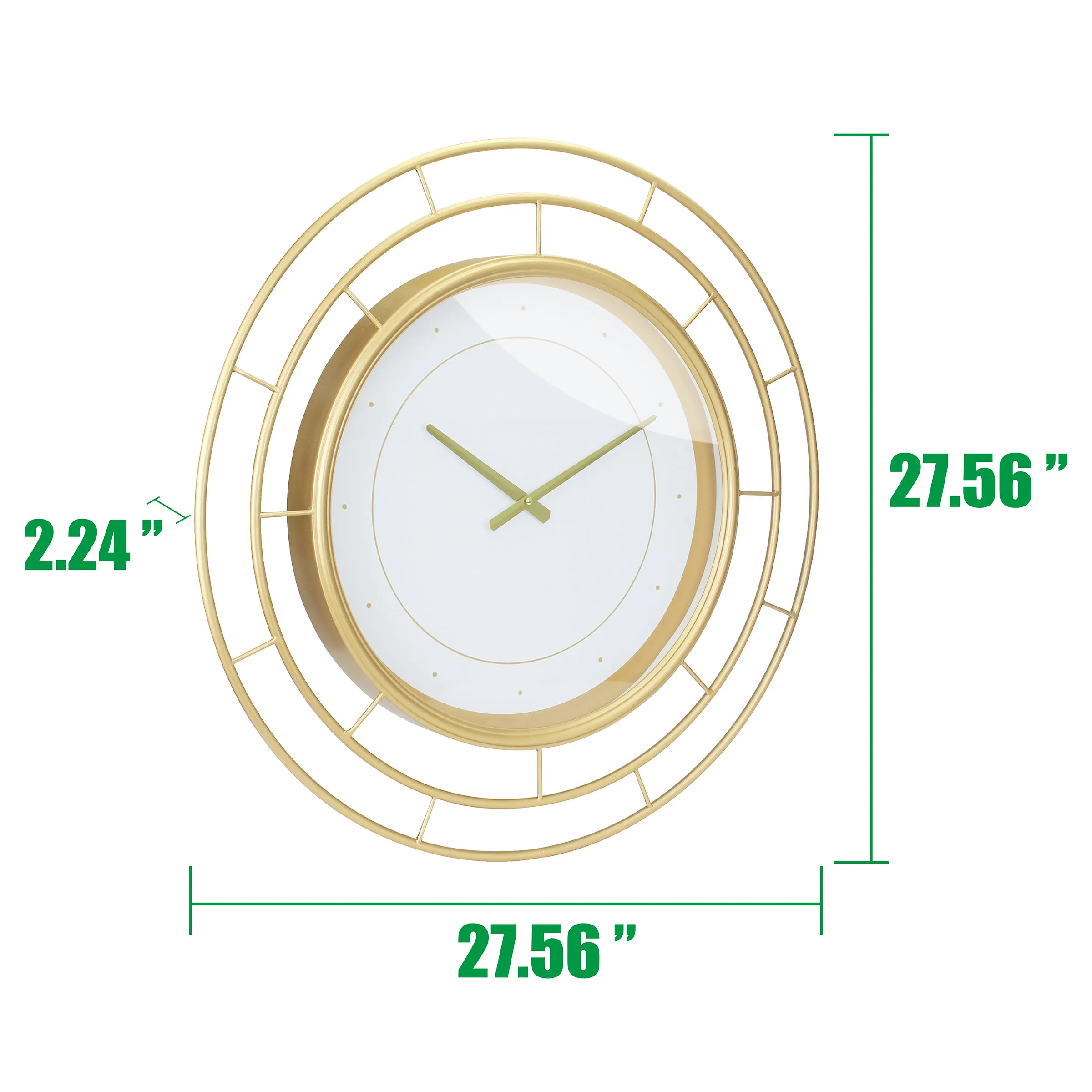 Round Open Face White Clock with Gold Concentric Wire (WS)