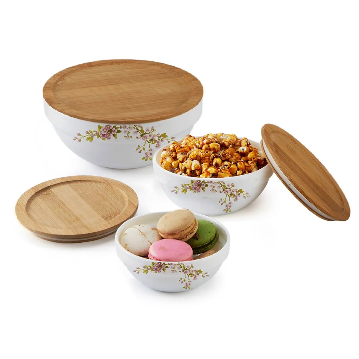 Royale Series Mixing bowls with bamboo lid Gift Set, 3 Pieces