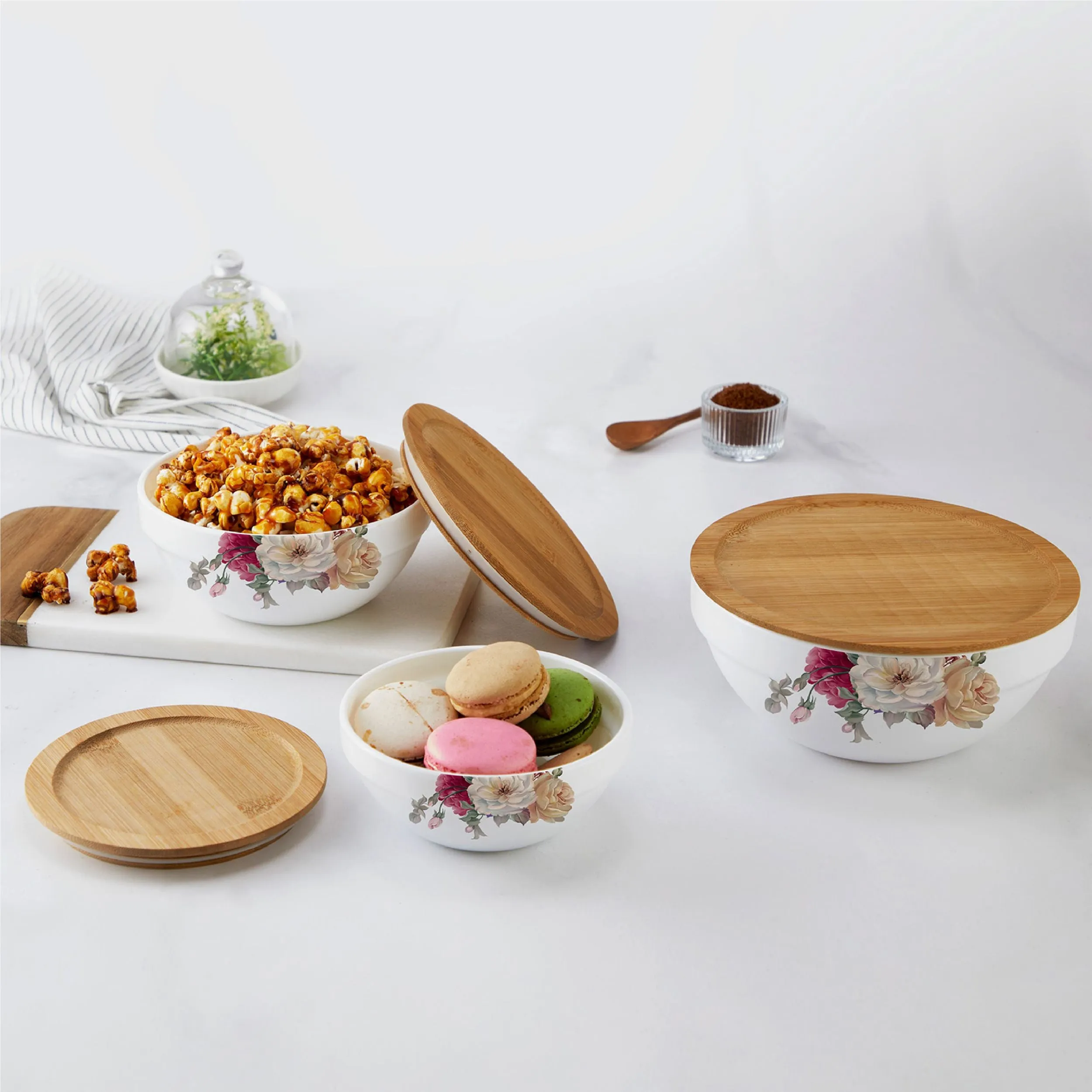 Royale Series Mixing bowls with bamboo lid Gift Set, 3 Pieces