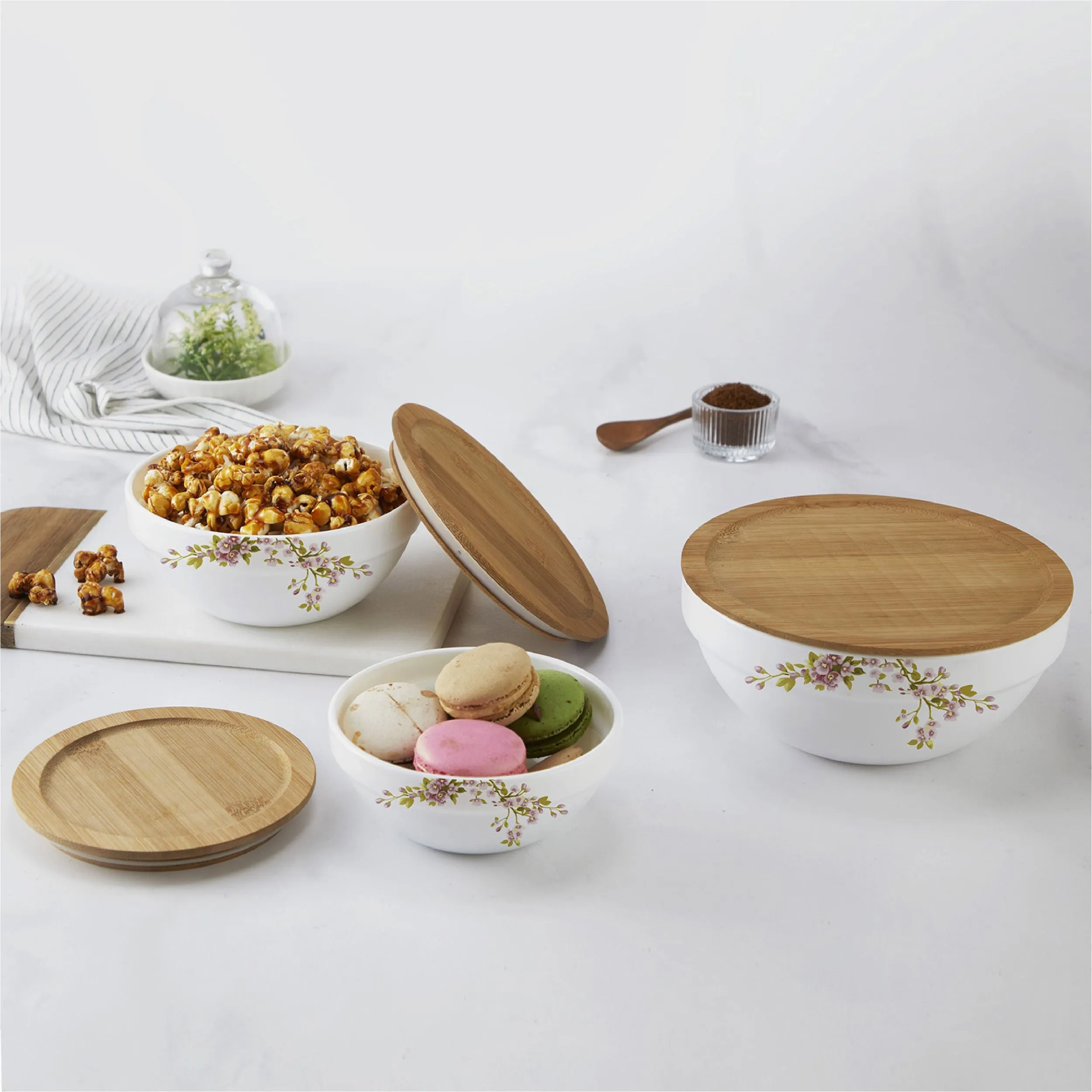 Royale Series Mixing bowls with bamboo lid Gift Set, 3 Pieces