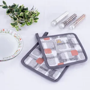 Scandi Block Red/Grey 2 Pc Pot Holder