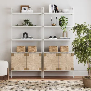 Seagrass Wall Bookshelves with Doors White (Set of 2)