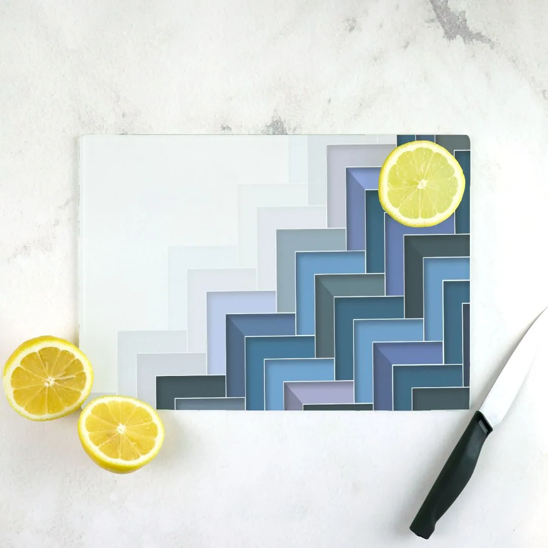 Sexy Geometry Tempered Glass Cutting Board 15.75" X 11.5" - Designed by Michigan Artists