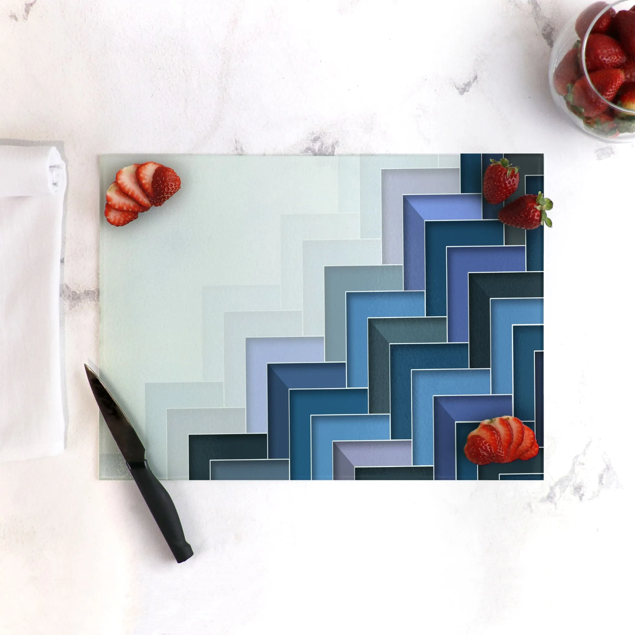 Sexy Geometry Tempered Glass Cutting Board 15.75" X 11.5" - Designed by Michigan Artists