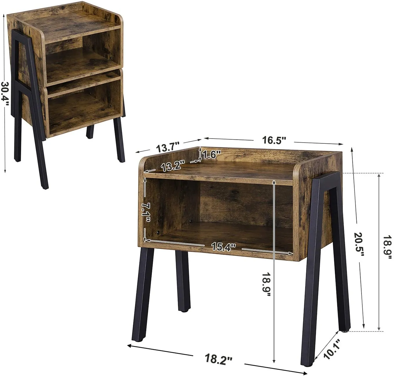 Side Table | Nightstands | Set of 2 Stackable End Table