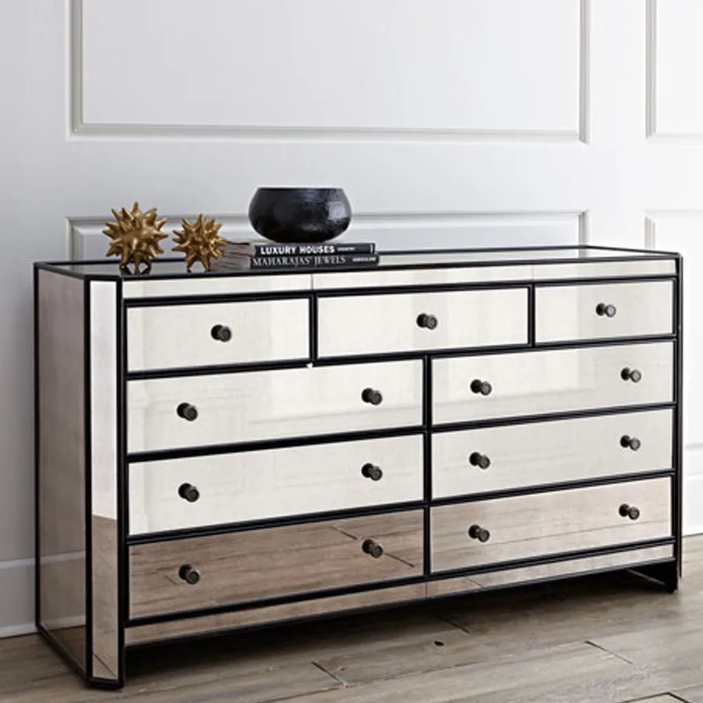 Silver 9-Drawer Dresser and two 3-Drawer Nightstands Package (3-piece)- Model Powell