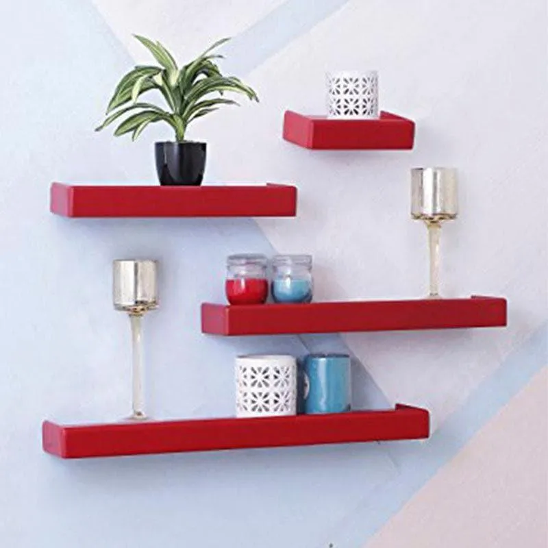 Skyline Shelving Wall Shelf - Red - Set Of Four