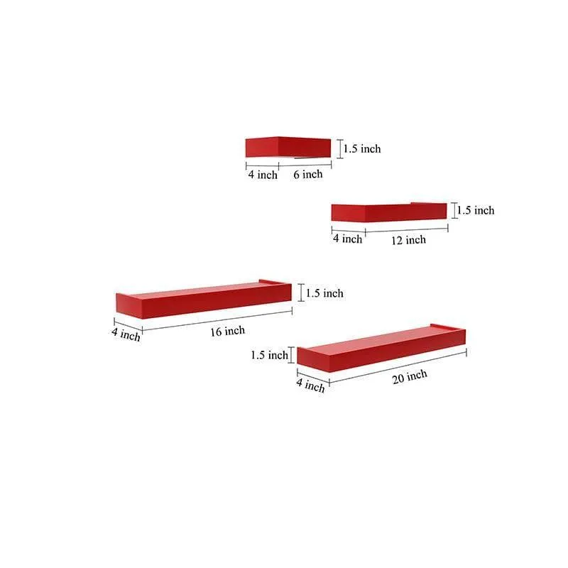 Skyline Shelving Wall Shelf - Red - Set Of Four