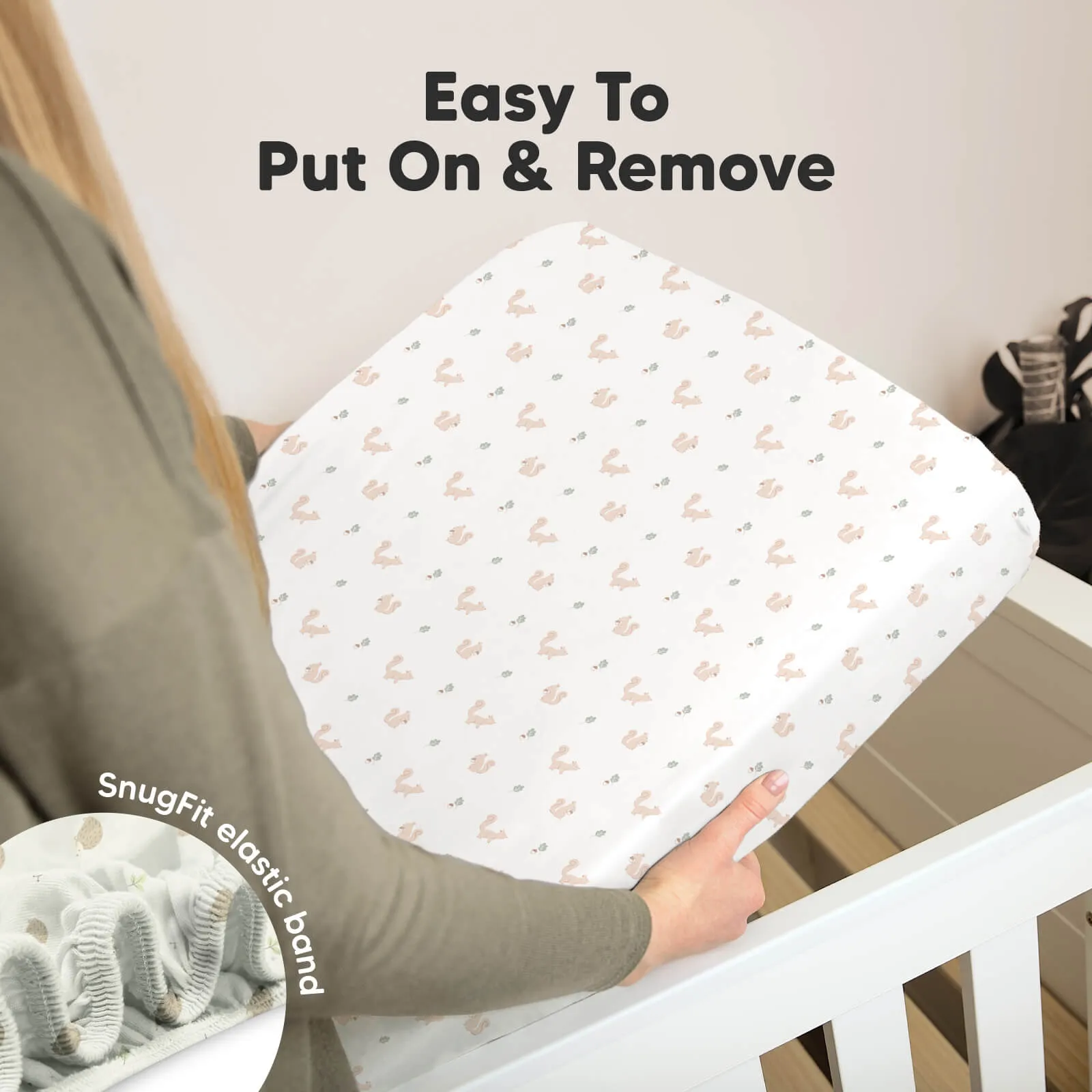 Soothe Fitted Crib Sheet (Nibbles/Bruce)