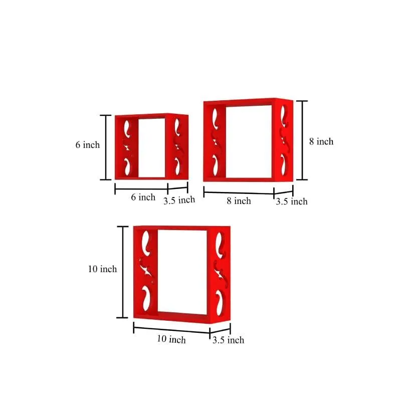 Tenby Floating Wall Shelf (Red) - Set Of Three