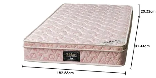 The Mattress Company | 5 Years Warranty | Spring Euro Top Single Bed Mattress, Dual Comfort 8 Inch Thickness (72x36X8)